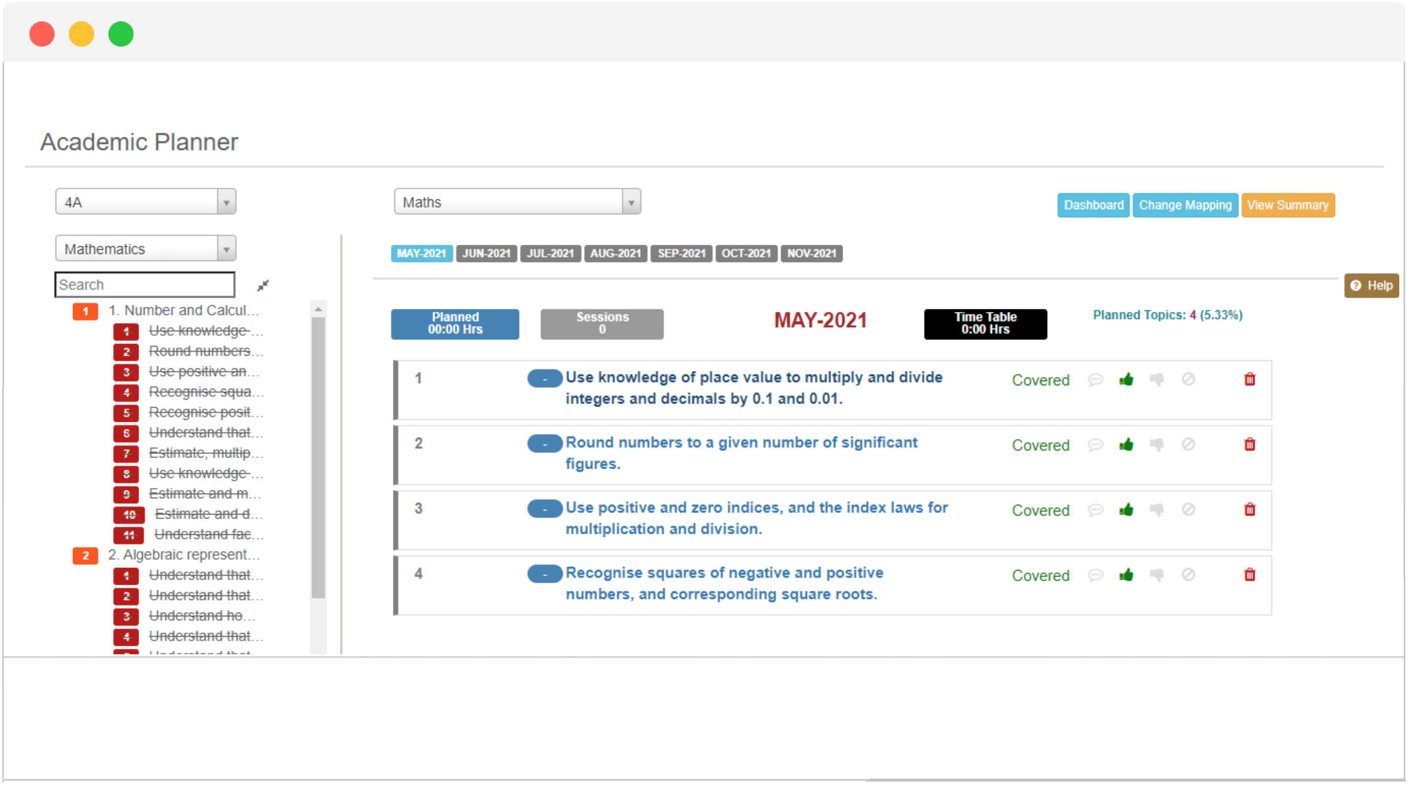 planning monthly academics on EduCloud LMS